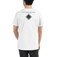 Load image into Gallery viewer, DARK/LIGHT - UNISEX Organic T-Shirt - Symmetrical Paintings by Paranoid Loid with The Technological Singularity Warning Sign
