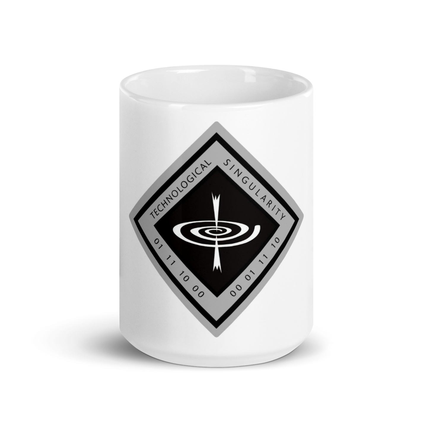 White glossy mug - The Technological Singularity Warning Sign
